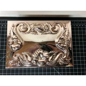 Vintage silverplate jewelry box trinket mirrored